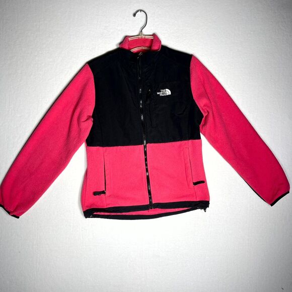 The North Face Black & Pink Fleece Full‎ Zip-up Sweatshirt Women Size S - Picture 1 of 11